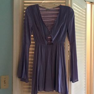 Tobi lavender cut out bell sleeve mini dress